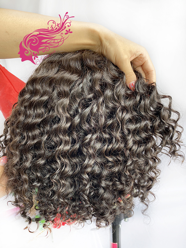 Csqueen 9A Italian Wave BOB Wig 13*4 Transparent Lace Frontal BOB Wig 100% human hair 180%density - Click Image to Close